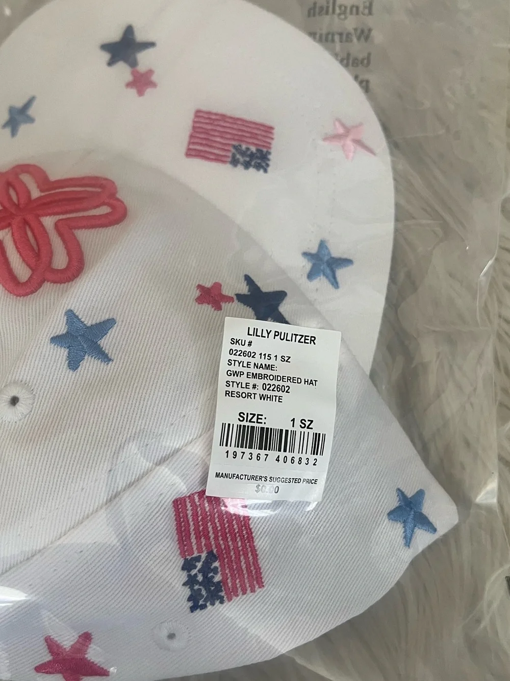 {Lilly Pulitzer} Embroidered Logo Hat in Resort White It's A 250th Celebration